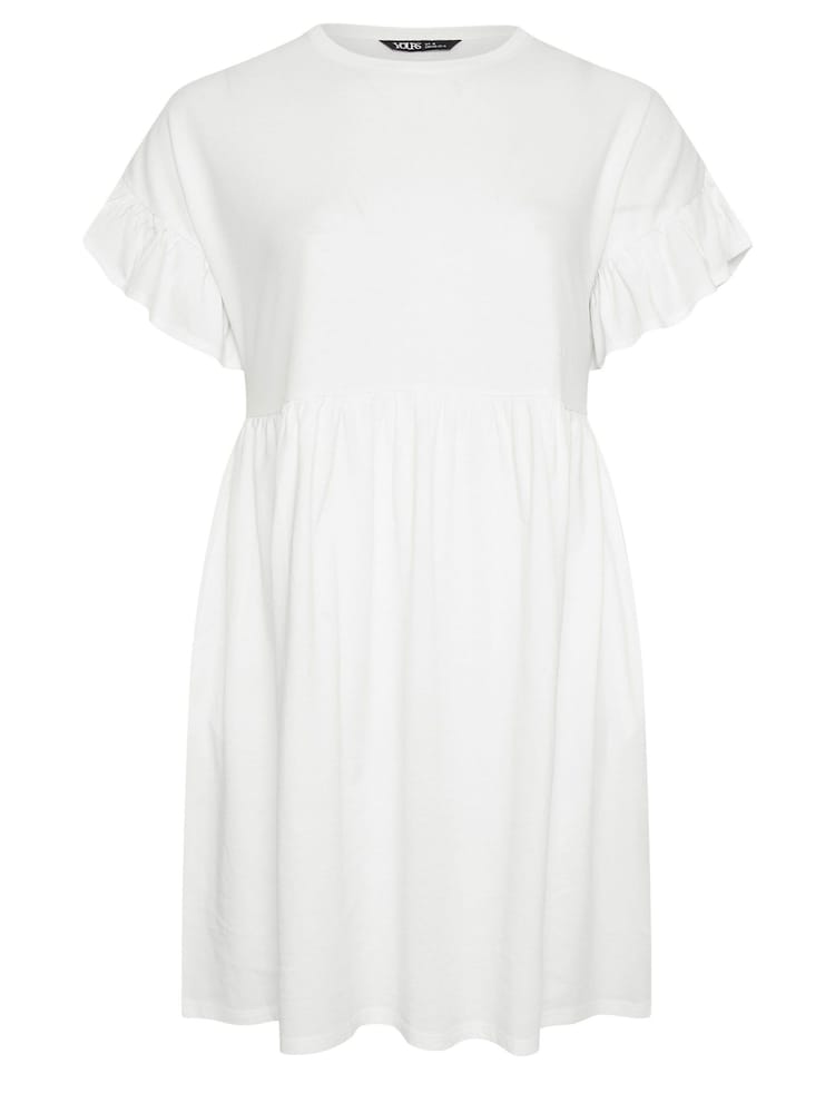Yours Curve White Frill Sleeve Smock 100% Cotton Tunic - Image 5 of 5