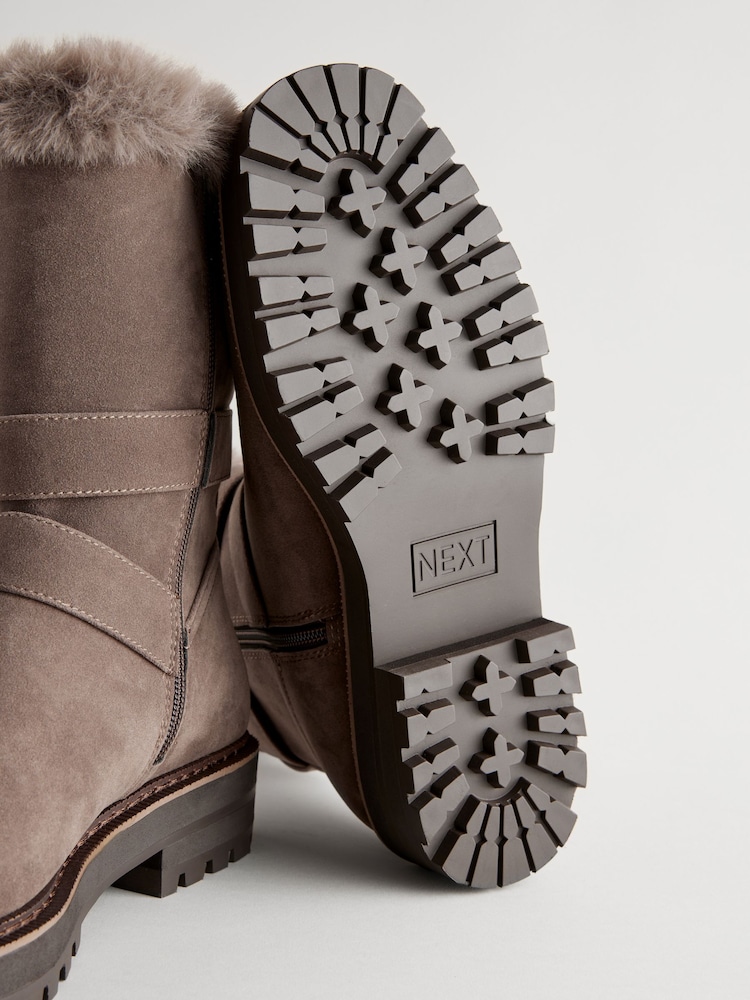 Nerc rjava - Forever Comfort® Faux Fur Double Buckle Ankle gležnjarji - Slika 10 iz 10