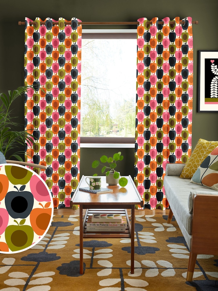 Orla Kiely Pink Apples Made to Measure Curtains - Image 1 of 6