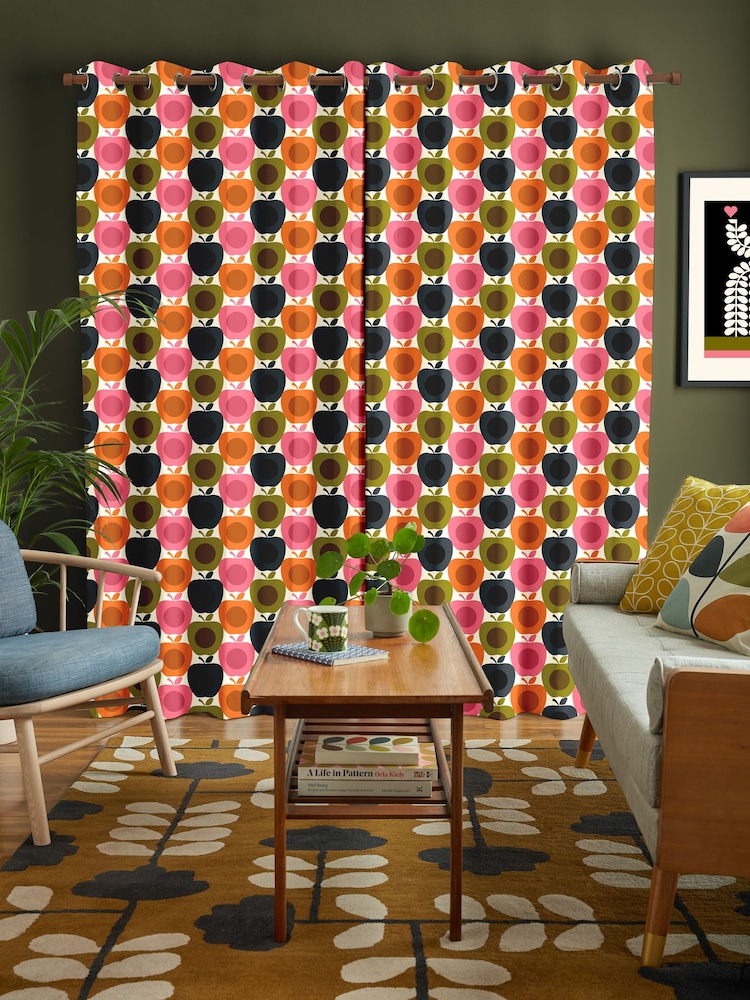 Orla Kiely Pink Apples Made to Measure Curtains - Image 2 of 6