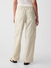 Gap Beige Cotton Mid Rise Cargo Parachute Trousers - Image 2 of 5