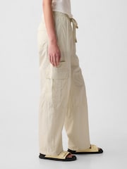 Gap Beige Cotton Mid Rise Cargo Parachute Trousers - Image 3 of 5