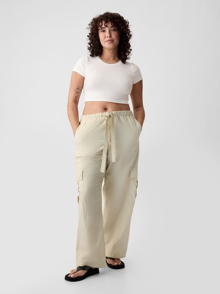 Gap Beige Cotton Mid Rise Cargo Parachute Trousers - Image 5 of 5 Gap Beige Cotton Mid Rise Cargo Parachute Trousers - Image 5 of 5