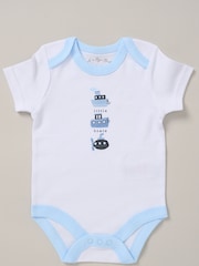 Rock-A-Bye Baby Boutique Blue Printed All in One 100% Cotton 5-Piece Baby Gift Set - Image 3 of 6