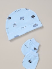Rock-A-Bye Baby Boutique Blue Printed All in One 100% Cotton 5-Piece Baby Gift Set - Image 5 of 6