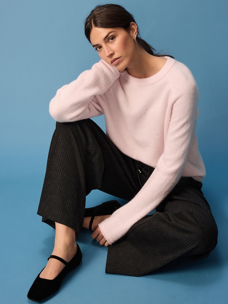 Pink Blush Soft Touch Crew Neck Knitted Jumper with Alpaca - Image 2 of 7