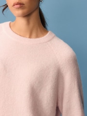 Pink Blush Soft Touch Crew Neck Knitted Jumper with Alpaca - Image 4 of 7
