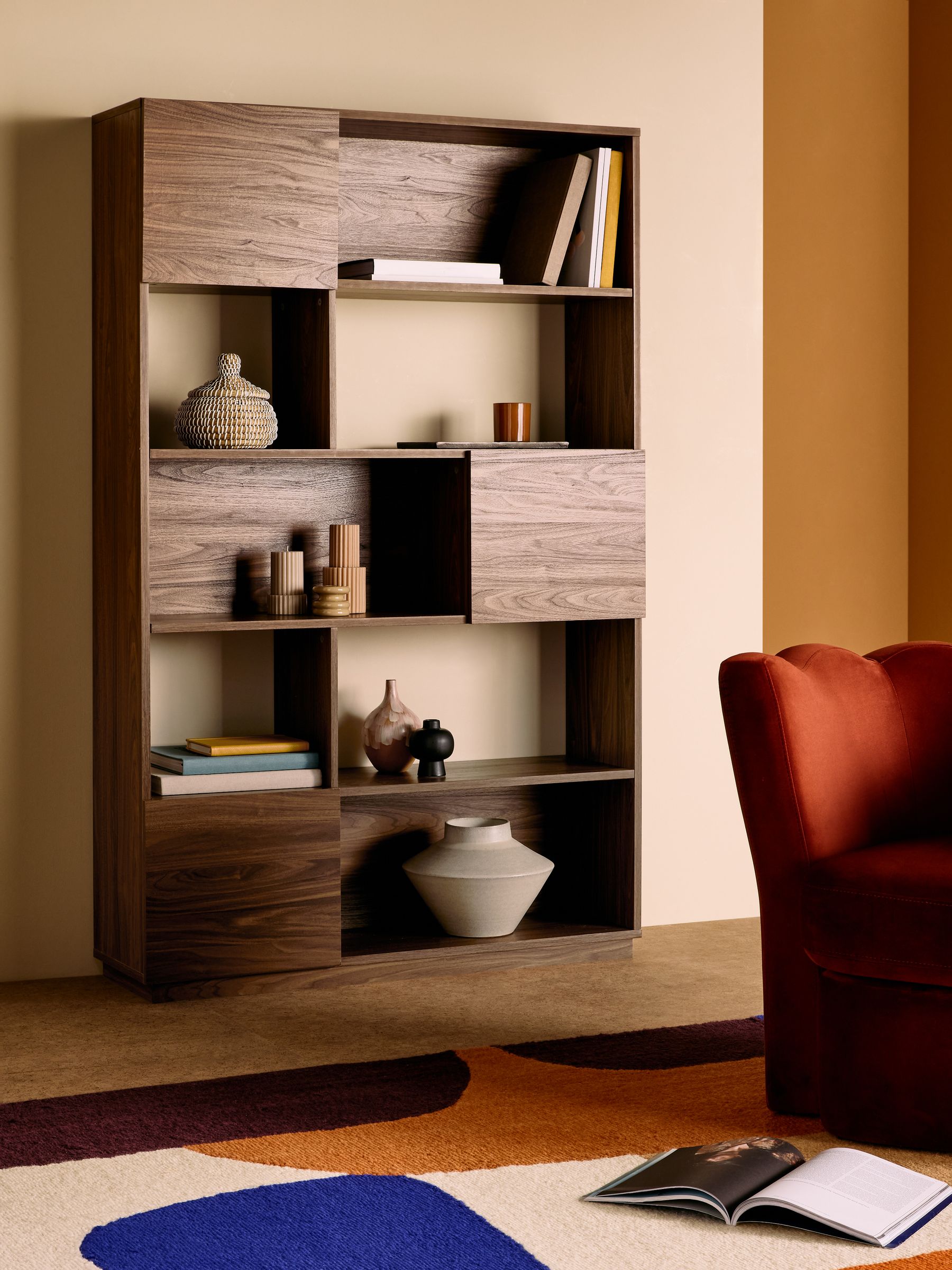 MADE.COM Dark Walnut Effect Blaze Wide Shelving Unit