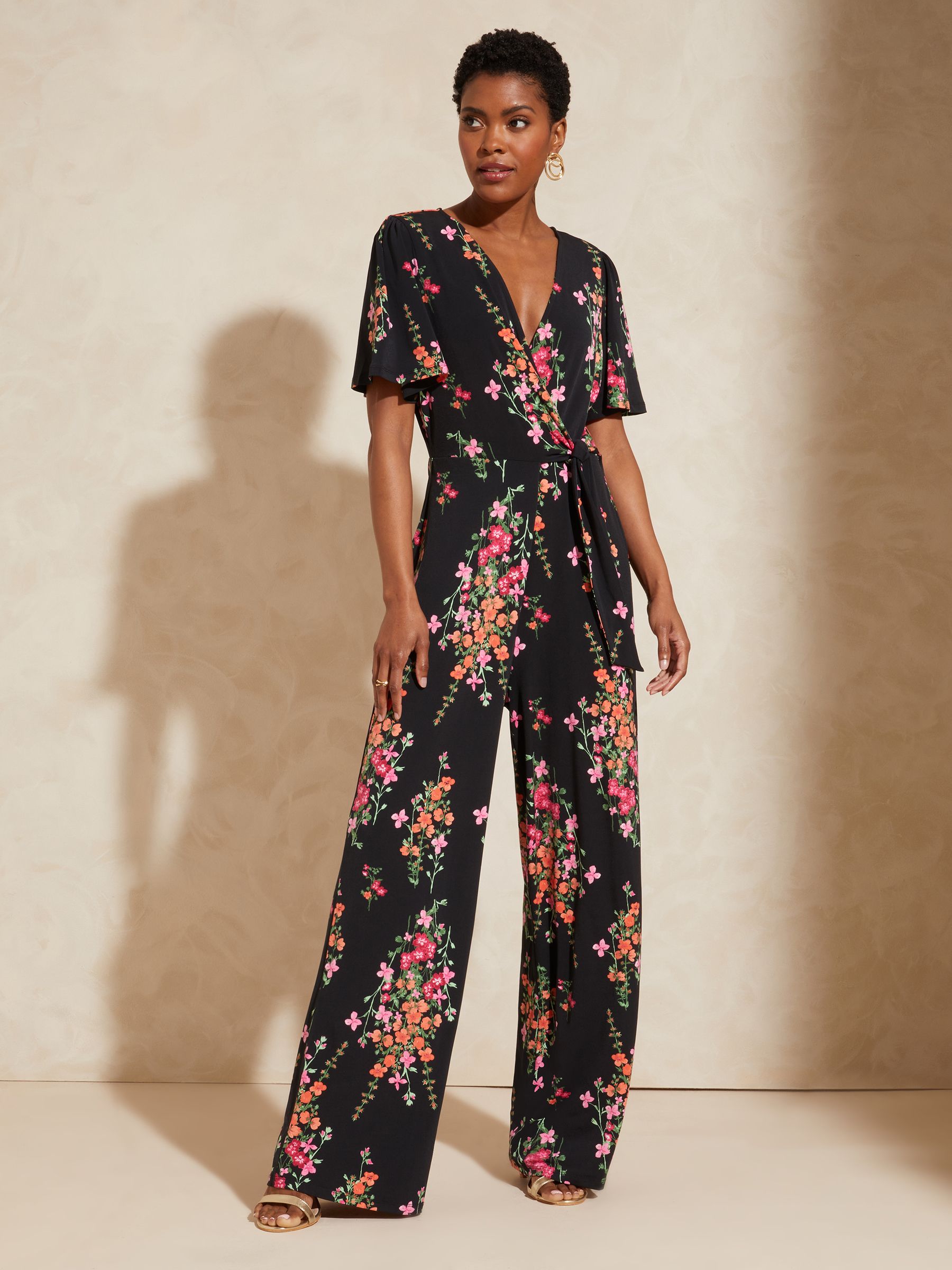 Buy Love Roses Black Floral Twist Front Jersey Jumpsuit from Next Singapore