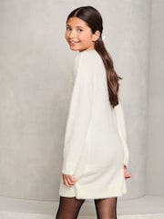 Lipsy Cream White Knitted Bow Embroidered Dress (5-16yrs) - Image 4 of 4