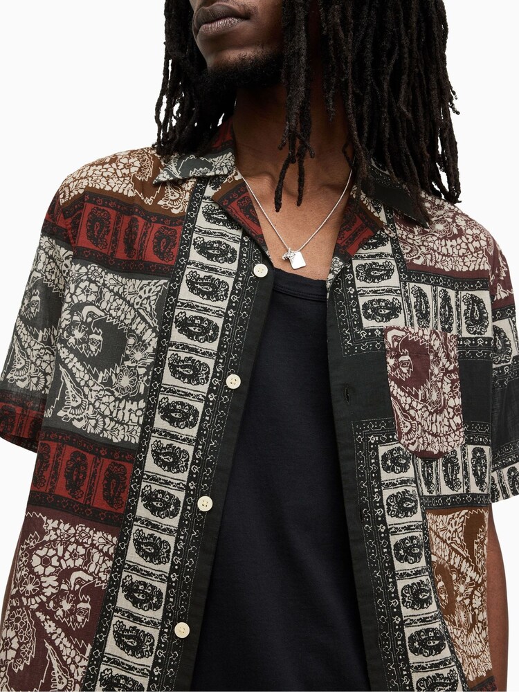 AllSaints Black Marquee 100% Cotton Shirt - Image 2 of 8