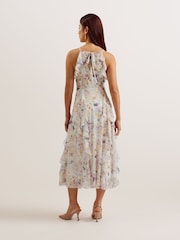Ted Baker White Halterneck Lauriin Midi Dress With Ruffles - Image 2 of 5
