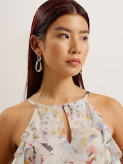 Ted Baker White Halterneck Lauriin Midi Dress With Ruffles - Image 3 of 5