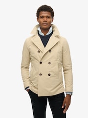 Superdry Nude Merchant Twill Pea Coat - Image 1 of 5