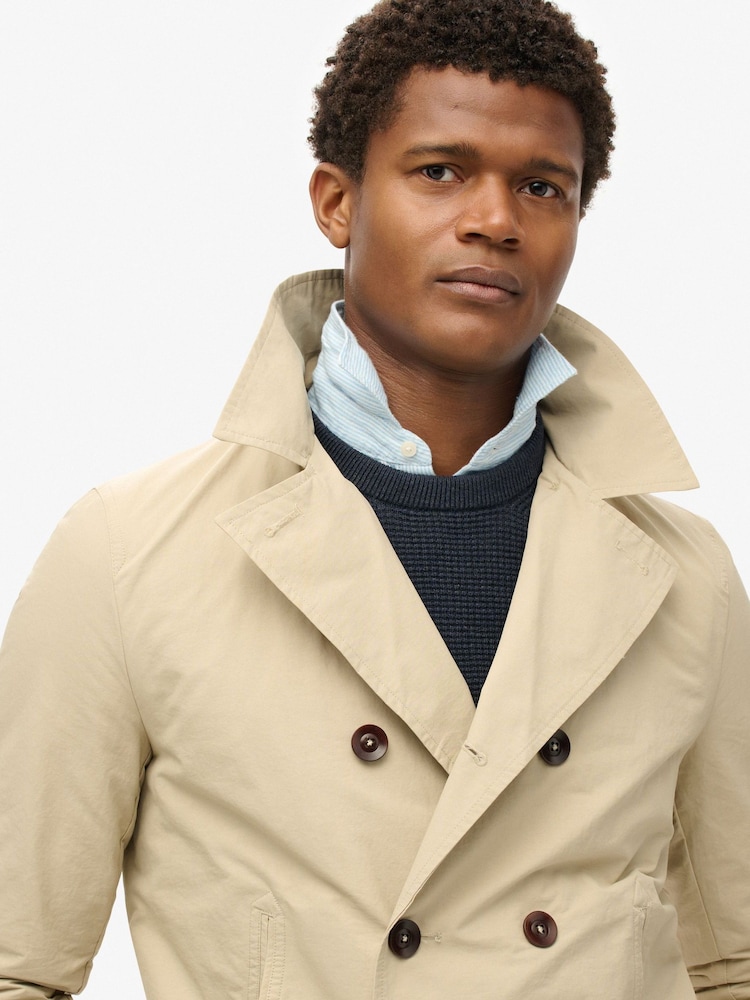 Superdry Nude Merchant Twill Pea Coat - Image 2 of 5