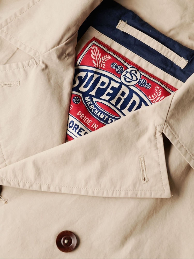 Superdry Nude Merchant Twill Pea Coat - Image 5 of 5