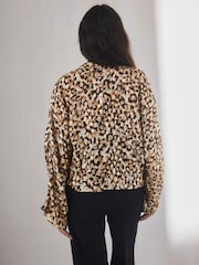 Animal Gold Sparkle Tie Front Kimono Cover-Up - Image 2 of 6