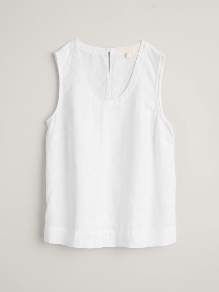 Seasalt Cornwall White Lighthouse Station 100% Linen Vest - Image 1 of 2