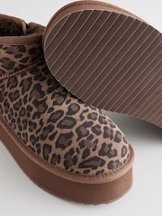 Leopard Shower Repellent Suede Faux Fur Lined Super Platform Boots - Image 14 of 15