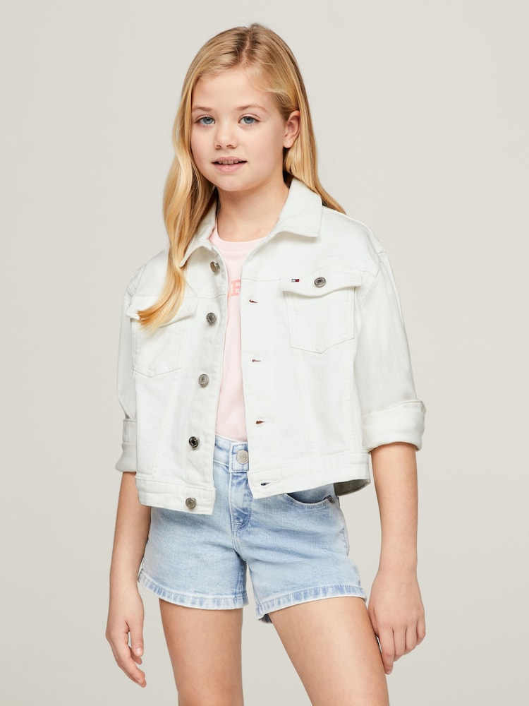 Tommy Hilfiger White Denim Trucker Jacket - Image 1 of 5 Tommy Hilfiger White Denim Trucker Jacket - Image 1 of 5