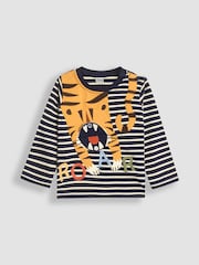 JoJo Maman Bébé Navy Blue Tiger Appliqué Top - Image 1 of 4