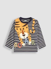 JoJo Maman Bébé Navy Blue Tiger Appliqué Top - Image 2 of 4