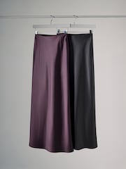 The Set Berry Red/Black 2 Pack Satin Midi Skirts - Image 2 of 5