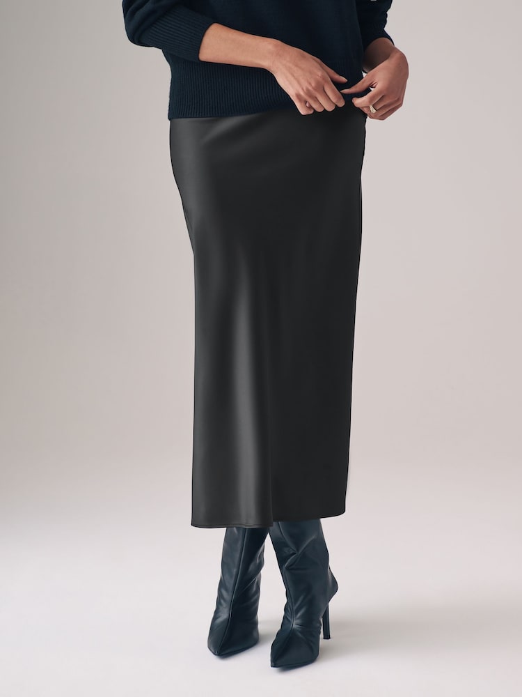 The Set Berry Red/Black 2 Pack Satin Midi Skirts - Image 3 of 5