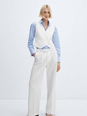 Mango White Suit Waistcoat With Buttons - Image 1 of 7