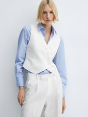 Mango White Suit Waistcoat With Buttons - Image 2 of 7
