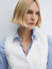 Mango White Suit Waistcoat With Buttons - Image 4 of 7