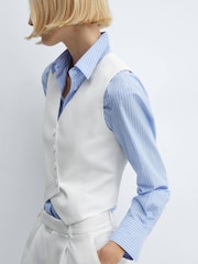 Mango White Suit Waistcoat With Buttons - Image 5 of 7