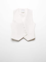 Mango White Suit Waistcoat With Buttons - Image 6 of 7
