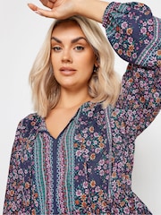 Yours Curve Blue Smock Dress - Image 4 of 5