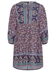 Yours Curve Blue Smock Dress - Image 5 of 5