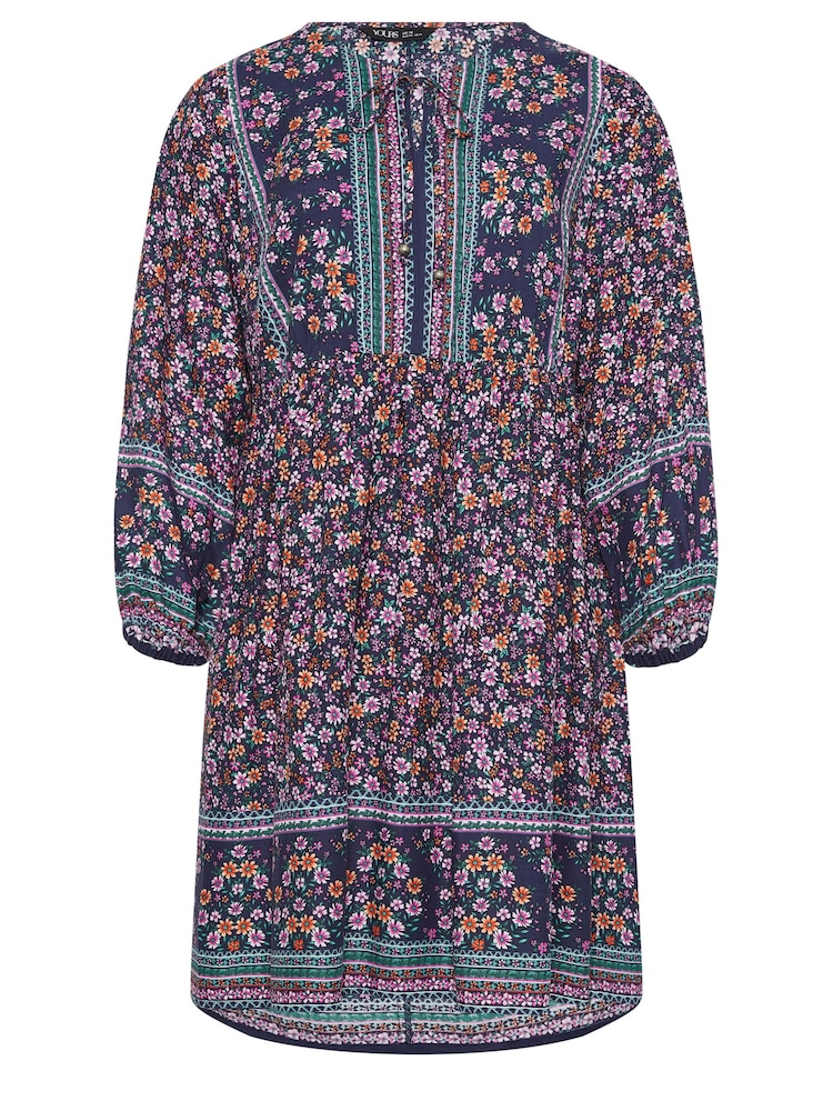 Yours Curve Blue Smock Dress - Image 5 of 5
