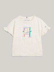 Tommy Hilfiger Cream Monogram Logo 100% Cotton T-Shirt - Image 3 of 3