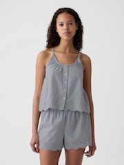 Gap Grey Eyelet Poplin Pyjama Vest - Image 1 of 4