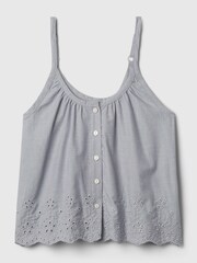 Gap Grey Eyelet Poplin Pyjama Vest - Image 4 of 4