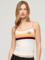 Superdry Cream Athletic Essentials Branded Cami Top - Image 1 of 6