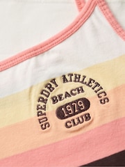 Superdry Cream Athletic Essentials Branded Cami Top - Image 5 of 6