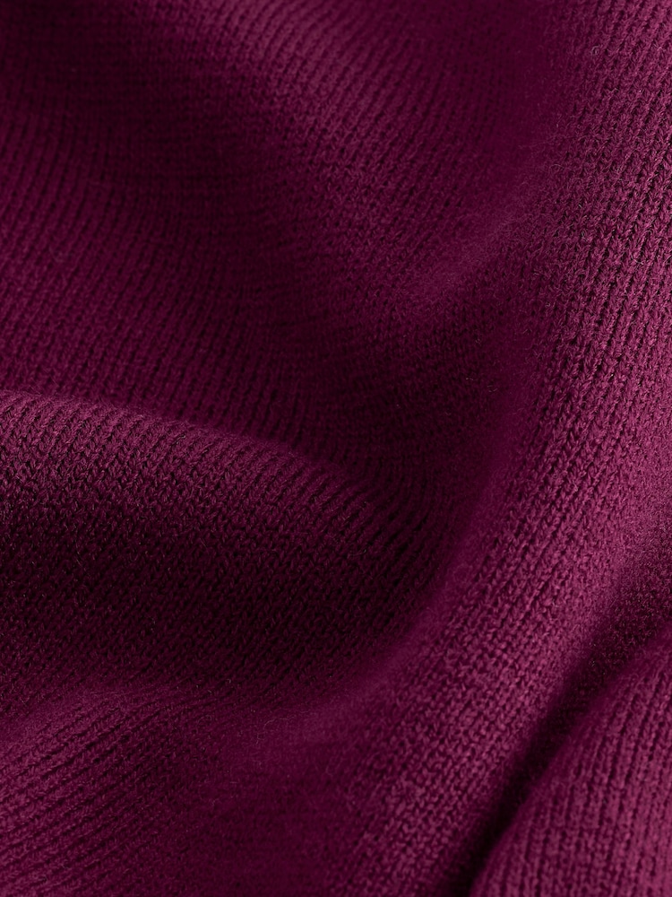 Red Berry Cosy Soft Touch Knitted Jumper Hoodie - Image 2 of 5