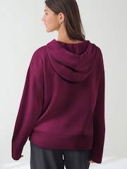 Red Berry Cosy Soft Touch Knitted Jumper Hoodie - Image 3 of 5