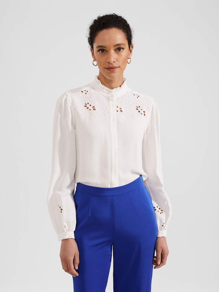 Hobbs Cream Ada Embroidered Top - Image 1 of 4