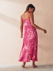 ONLY Marble Print Cami Ruched Detail Midi Dress - Image 2 of 5