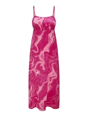 ONLY Marble Print Cami Ruched Detail Midi Dress - Image 4 of 5