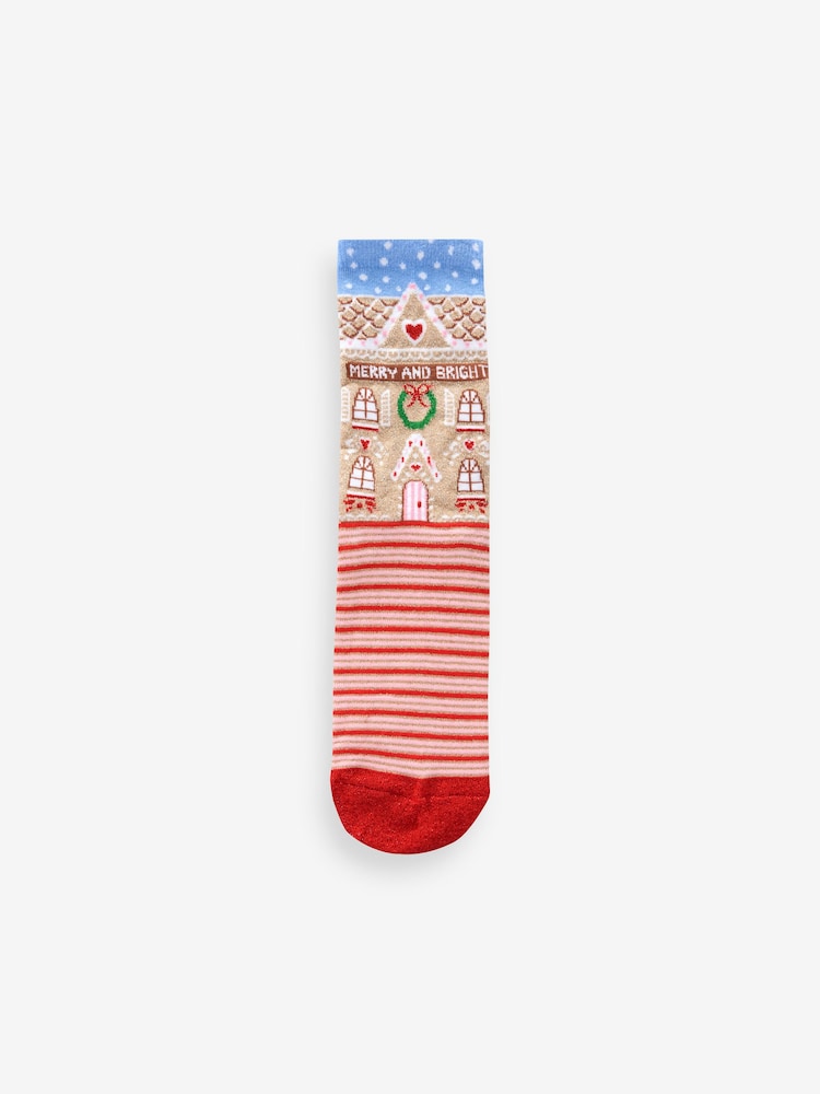Gingerbread House Christmas Ankle Socks In Box 1 Pack - Image 1 of 2