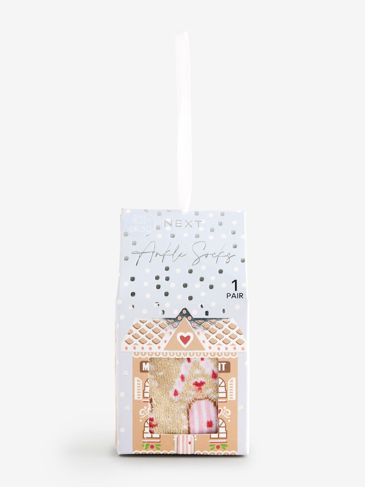 Gingerbread House Christmas Ankle Socks In Box 1 Pack - Image 2 of 2