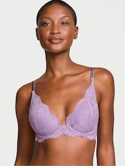 Victoria's Secret Frozen Plum Purple Lace Half Pad Plunge Bra - Image 1 of 3