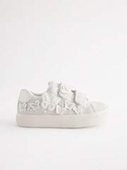 White Glitter Wide Fit (G) Butterfly Touch Fasten Strap Trainers - Image 2 of 6